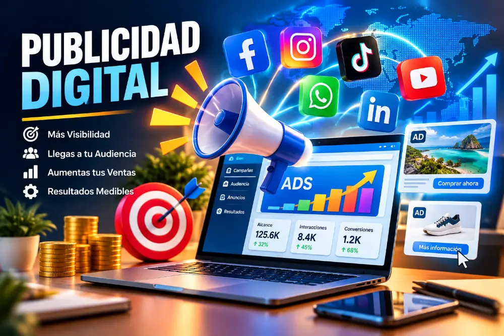 Publicidad digital en redes sociales con resultados de campaña
